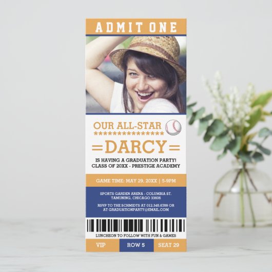 Baseball Graduation Party nodigt uit Kaart (Staand voorkant)