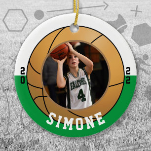 Baseball Green White Team Colors Keramisch Ornament