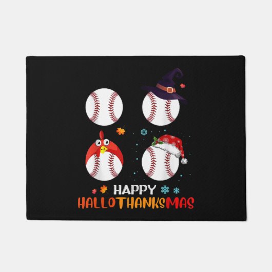 Baseball Halloween en vrolijk kerstfeest Deurmat (Voorkant)