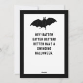 Baseball Halloween Feestdagenkaart (Achterkant)