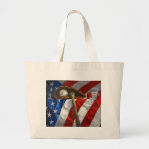 Baseball, handschoen, bat & Amerikaanse vlag Grote Tote Bag