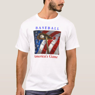 Baseball, handschoen, knuppel en Amerikaanse vlag T-shirt