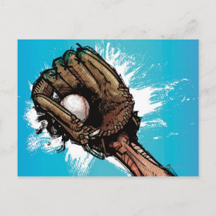 Baseball-handschoen met basisbal briefkaart