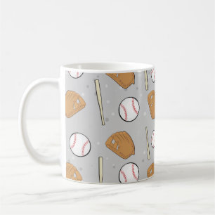 Baseball - Handschoenen, ballen en vlekken op grij Koffiemok