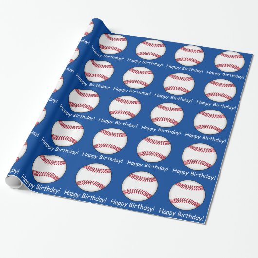 Baseball Happy Birthday Cadeaupapier (Uitgerold)