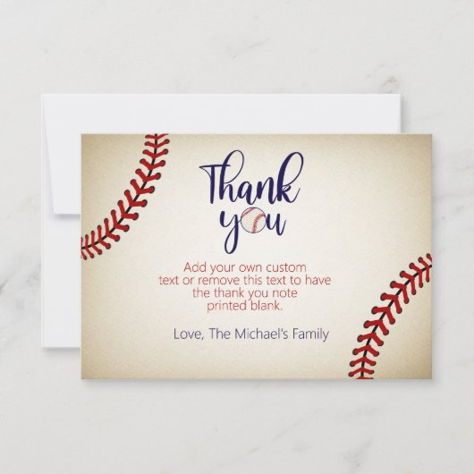 Baseball Hartelijk dank Bedankkaart (Voorkant)