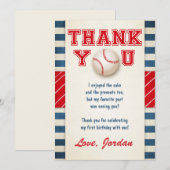 Baseball Hartelijk dank voor Baseball Birthday Boy Bedankkaart (Voorkant / Achterkant)