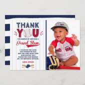 Baseball Hartelijk dank voor de Baseball 1e verjaa Bedankkaart (Voorkant / Achterkant)