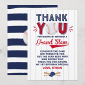 Baseball Hartelijk dank voor de Baseball 1e verjaa Bedankkaart (Voorkant / Achterkant)