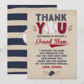 Baseball Hartelijk dank voor de Baseball 1e verjaa Bedankkaart (Voorkant / Achterkant)