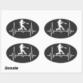 Baseball-hartslag grappige Baseball-spelers Ovale Sticker (Vel)