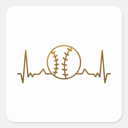 Baseball-hartslag Vierkante Sticker (Voorkant)