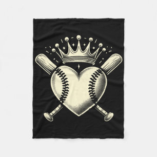 Baseball Heart Crown Baseball Premium Fleece Deken