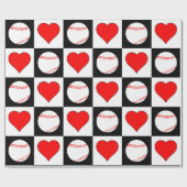 Baseball & Hearts Pattern Baseball Player Sports Cadeaupapier (Vlak)