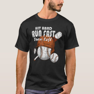 Baseball Hit Hard Run Snel links Sport Vintag T-shirt
