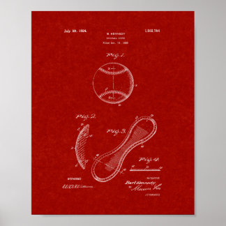 Baseball Hoesje Patent - Burgundy Red Poster
