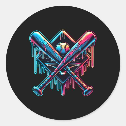 Baseball Home Bord Drip Baseball Drip Baseball Ic Ronde Sticker (Voorkant)