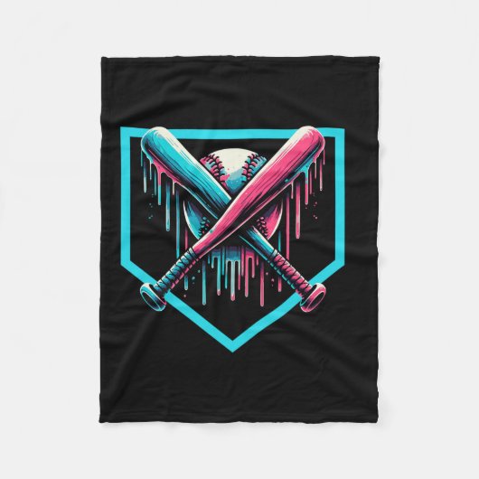 Baseball Home Bord Drip Boys Baseball Bat Fleece Deken (Voorkant)