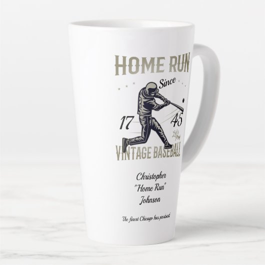 Baseball Home Run gepersonaliseerd Latte Mok (Rechterhoek)