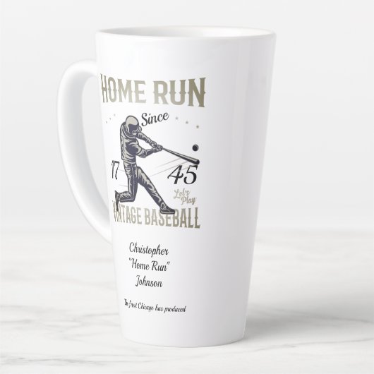 Baseball Home Run gepersonaliseerd Latte Mok (Linkerhoek)