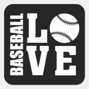 Baseball - honkballiefde vierkante sticker