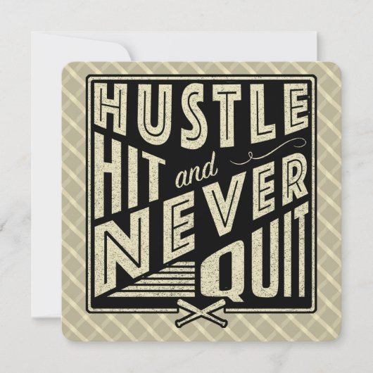 Baseball Hustle, Hit & Never Quitter Invitations (Devant)