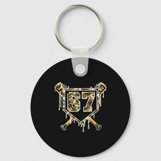 Baseball Ice Cream Drip 67 Camo Six Seven Funny Me Sleutelhanger (Voorkant)