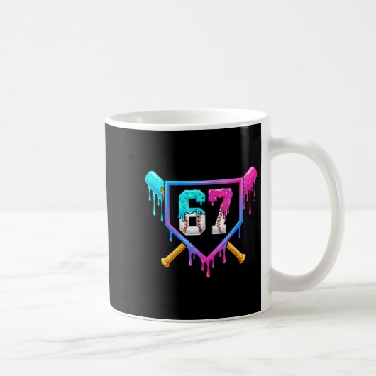 Baseball Ice Cream Drip 67 Six Seven Meme Number 6 Koffiemok (Rechts)