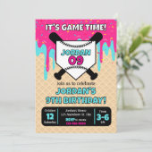 Baseball Ice Cream Drip Birthday Invitation (Debout devant)