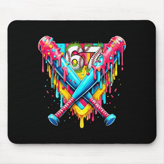 Baseball Ice Cream Drip Number 67 Player 67th Birt Muismat (Voorkant)