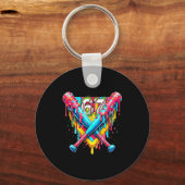 Baseball Ice Cream Drip Number 67 Player 67th Birt Sleutelhanger (Voorkant)