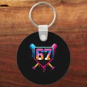 Baseball Ice Cream Drip Number 67 Six Seven Meme C Sleutelhanger (Voorkant)