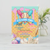 Baseball Ice Cream Drip Twins Verjaardagsfeestje Kaart (Staand voorkant)