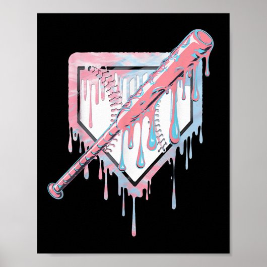Baseball Ice Cream Dripping Baseball Home Bord Dr. Poster (Voorkant)
