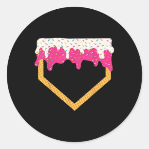 Baseball Ice Cream Dripping Baseball Home Bord Dr. Ronde Sticker