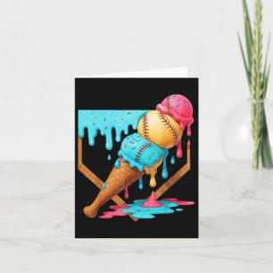 Baseball Ice Cream Dripping Funny Baseball Mannen Kaart