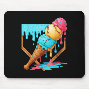 Baseball Ice Cream Dripping Funny Baseball Mannen  Muismat