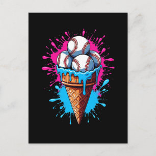 Baseball Ice Cream Waterverf Sportliefhebber Feestdagenkaart