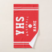 Baseball Icon, Custom Name & School, Team Gift Han (Serviette à main)