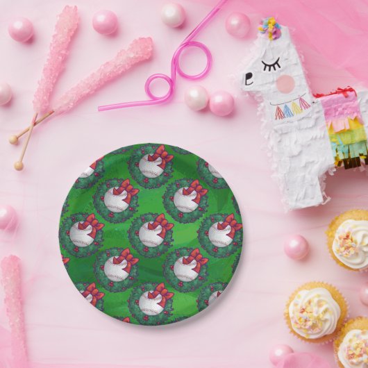Baseball in het kerstfeest papieren bordje (Feest)