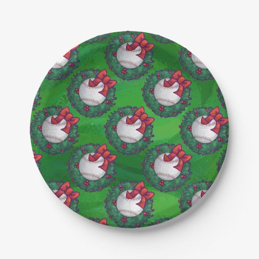 Baseball in het kerstfeest papieren bordje (Voorkant)