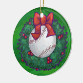 Baseball in kerstmis keramisch ornament (Links)