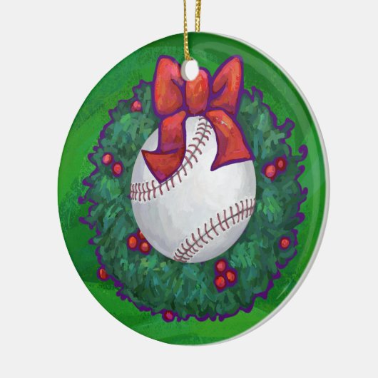 Baseball in kerstmis keramisch ornament (Links)