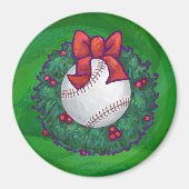 Baseball in kerstmis magneet (Voorkant)