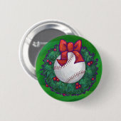 Baseball in kerstmis ronde button 5,7 cm (Voorkant /achterkant)