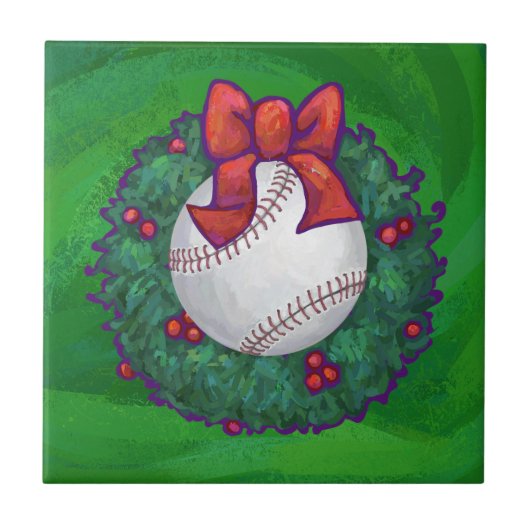 Baseball in kerstmis tegeltje (Voorkant)