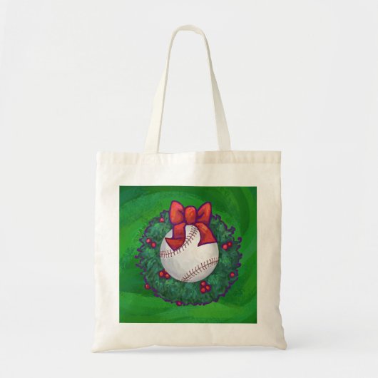 Baseball in kerstmis tote bag (Voorkant)