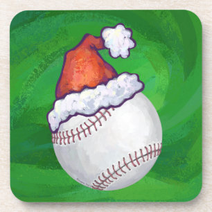 Baseball in Santa Hat op groen Drankjes Onderzetter