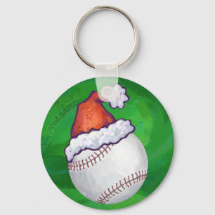 Baseball in Santa Hat op groen Sleutelhanger