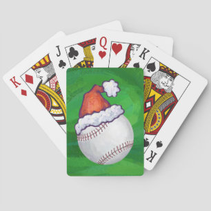 Baseball in Santa Hat op groen Speelkaarten